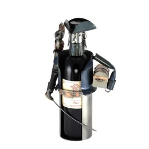 Nuts and bolts sculpture "Wine Bottle Holder Pirate"