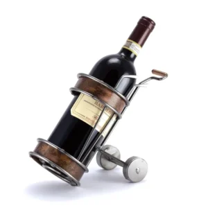 Nuts and bolts sculpture "Golf Bag With Copper Wine Bottle Holder"