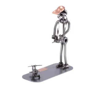 Nuts and bolts sculpture "Model Builder With Helicopter"